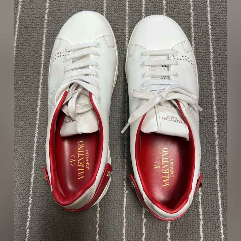 Valentino White Sneakers with Red Interior